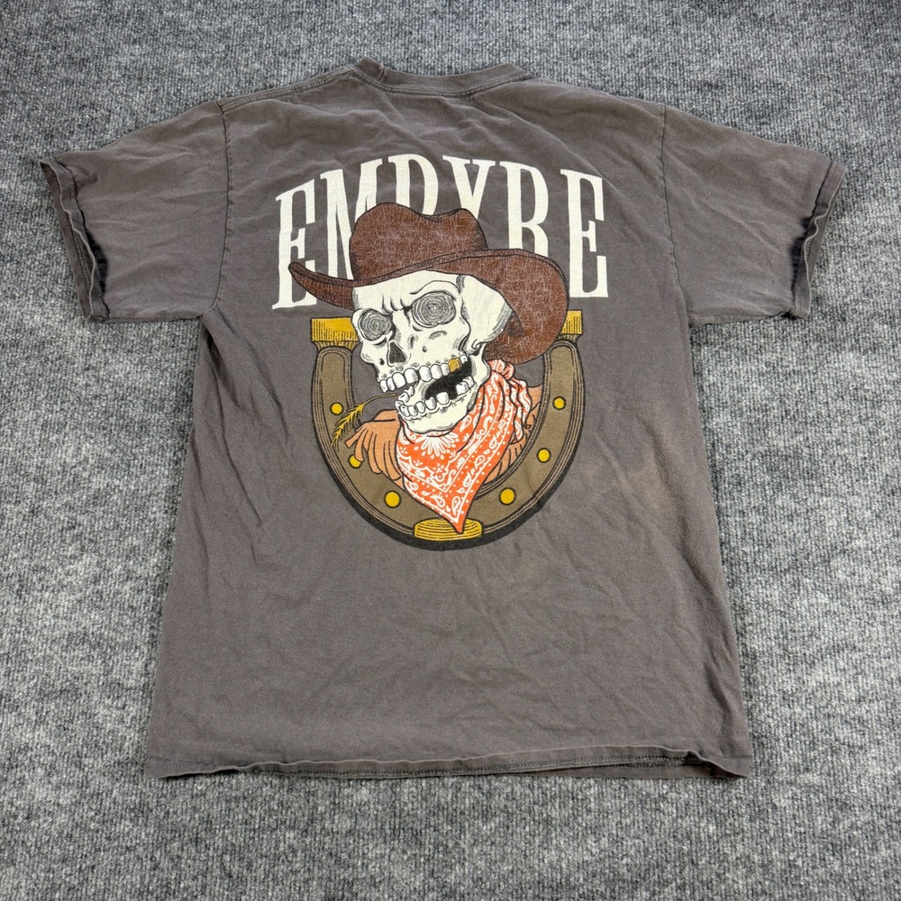 Empyre Skull Cowboy Graphic Tee Cotton Grey Size M Streetwear Skater Grunge